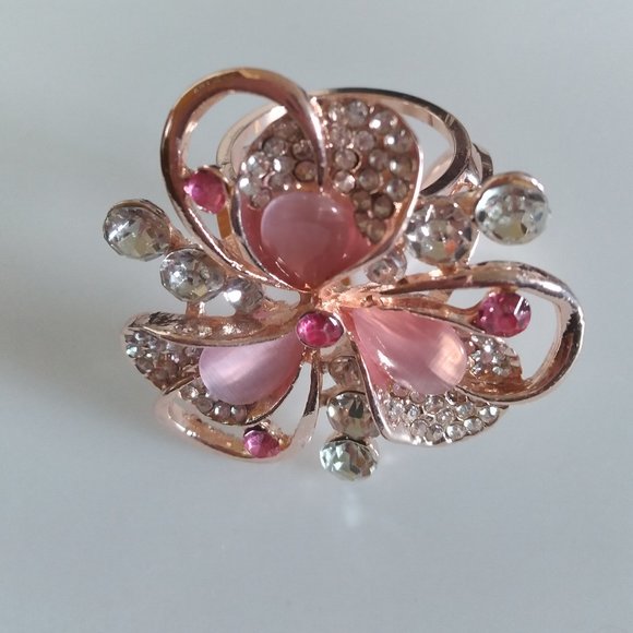 Pretty in Pink Flower Scarf Ring - Picture 2 of 6